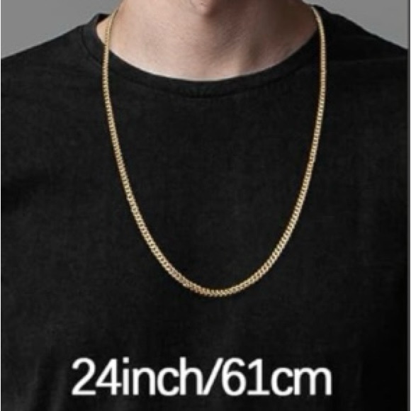 New Gold Cuban Chain Necklace Diamond Cut Curb Chain Link 925 Stamped 24” - Picture 3 of 15